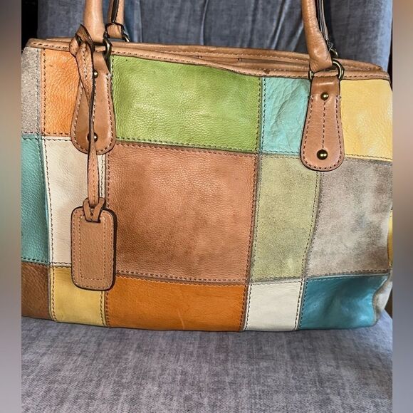 Fossil Vintage – Classic Patchwork Satchel Shoulderbag EUC - Picture 12 of 13
